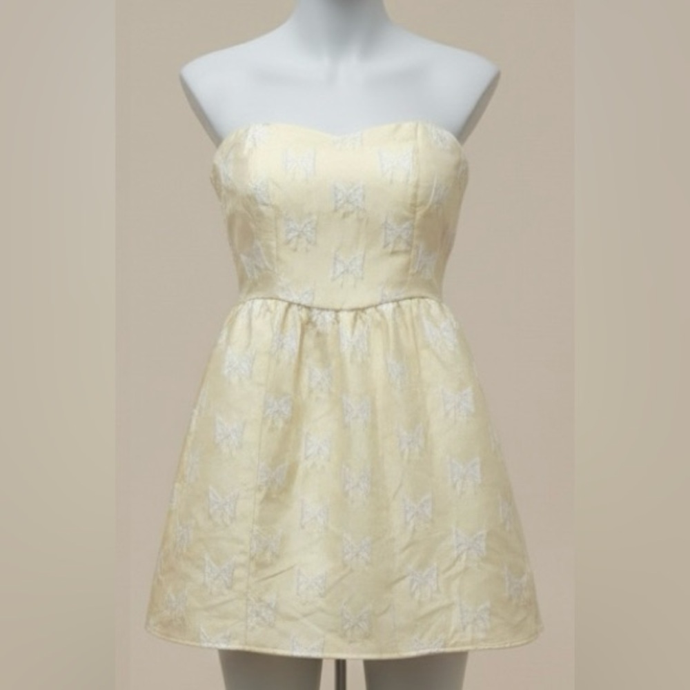 Altar'd State Cream Mini Dress with Bow Pattern